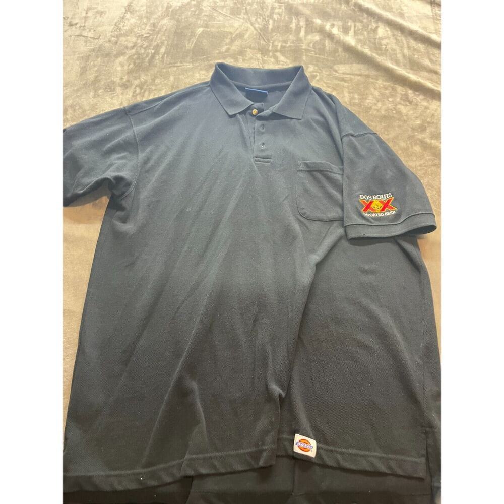 Dickies Polo‎ Shirt Mens Size XL Short Sleeve Blue Dos Equis logo Beer